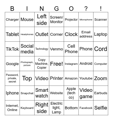 ASL 2 Technology Bingo Card