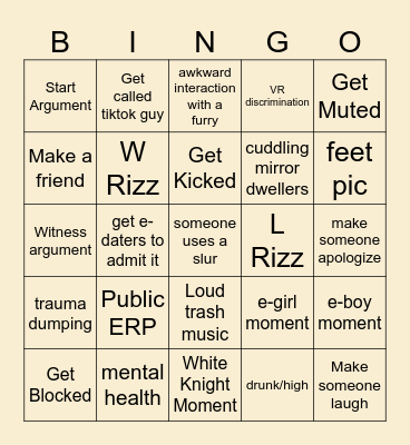 VRChat Bingo Card