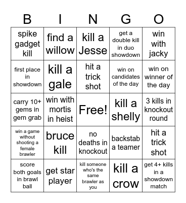 Brawl Stars Bingo Card