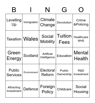 Policy Bingo Card Bingo Card