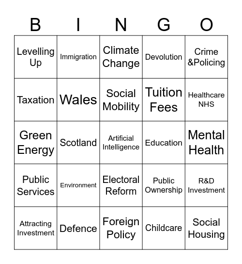 Policy Bingo Card Bingo Card