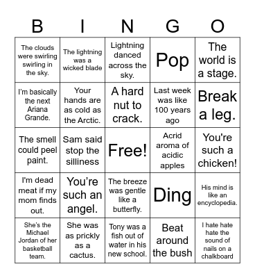 Figurative Language Bingo - Gehred Bingo Card