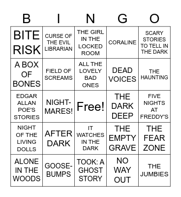 SCARY BOOKS FOUND AT YOUR LIBRARY! Bingo Card