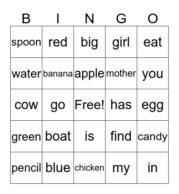 Edmark Bingo Card