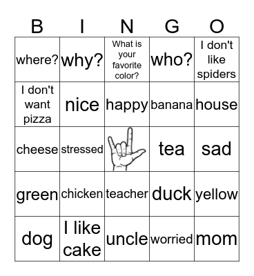 ASL Bingo Card