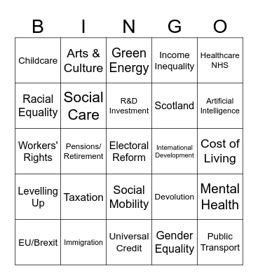 Policy Bingo Card