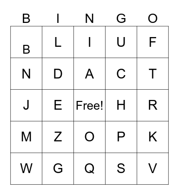 Letter Sounds Bingo Card