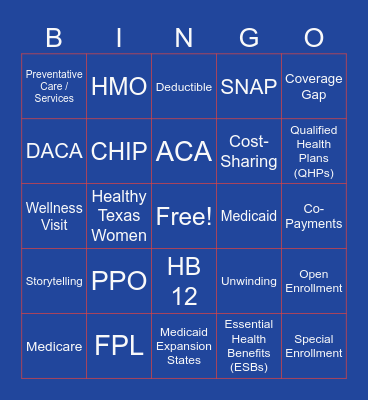HealthBuzz Bingo Card