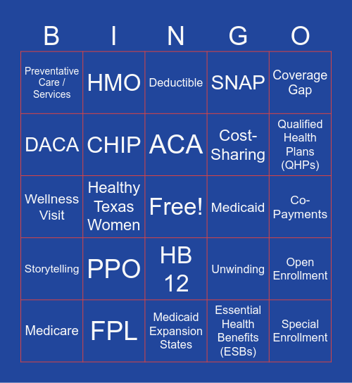 HealthBuzz Bingo Card