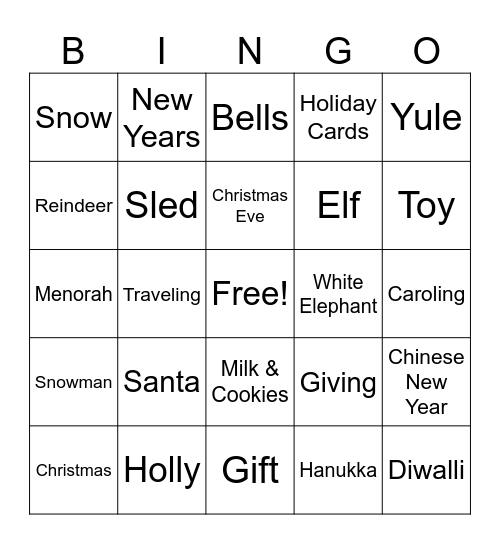 Holiday Bingo Card