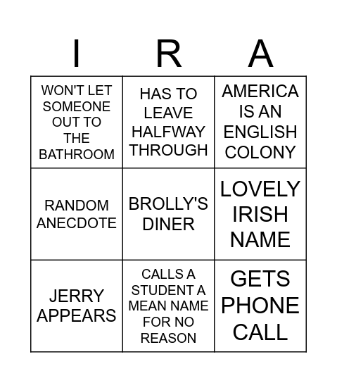 BROLLY BINGO Card