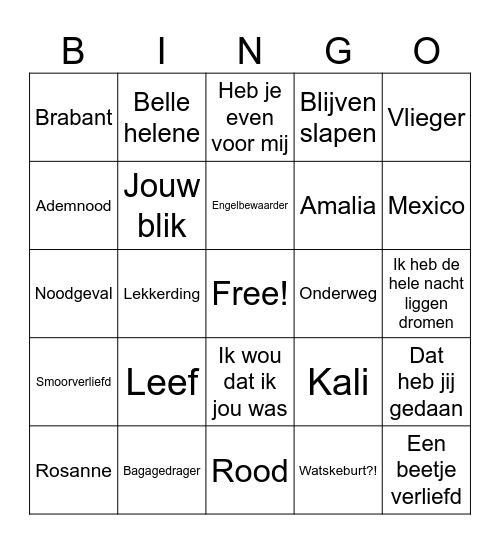 Nederlandse ronde Bingo Card
