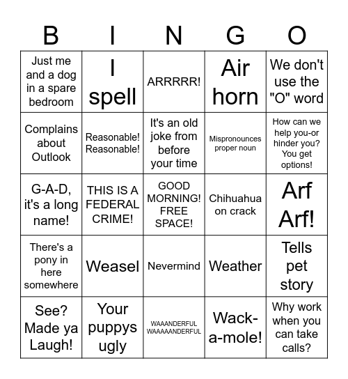 Dr. Gad Bingo Card