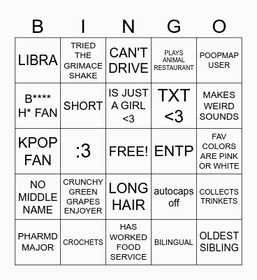 SOPHIA BINGO Card
