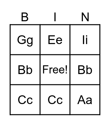 Alphabet Bingo Card
