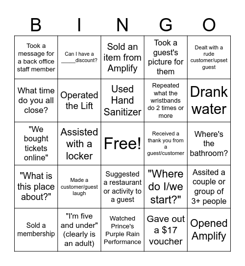 GSA Bingo Card