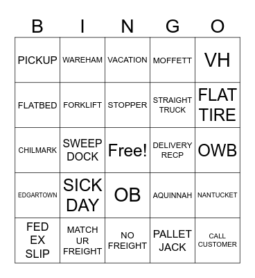 MV BINGO Card
