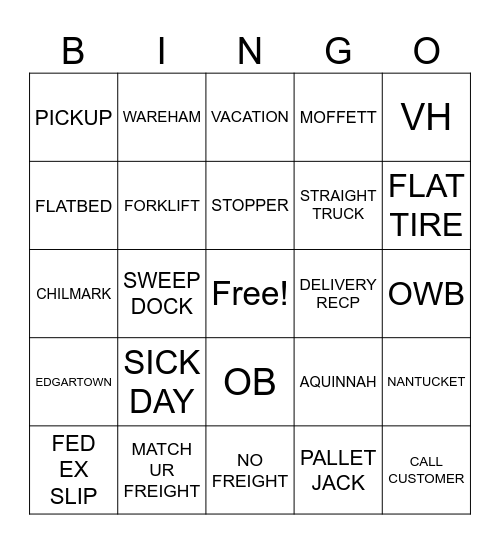 MV BINGO Card