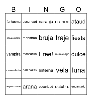 Halloween Bingo Card