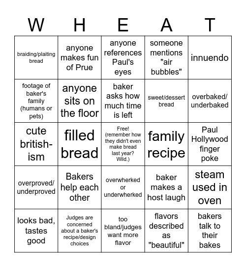 Bread Week 2023 Bingo Card