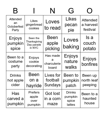 Find Someone Who Bingo Card