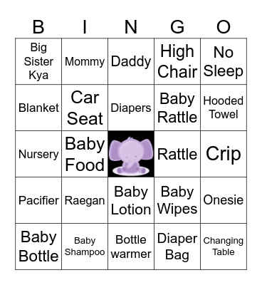 Baby Shower Bingo Card