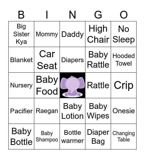 Baby Shower Bingo Card