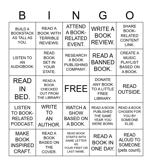 2024 Bookish Bonus Activity Challenge Board Bingo Card