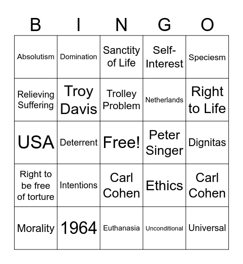 Ethics Revision Bingo!! Bingo Card