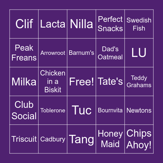 Mondelez Bingo Card