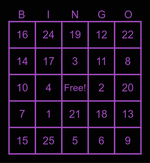 Harvest Dance BINGO Card