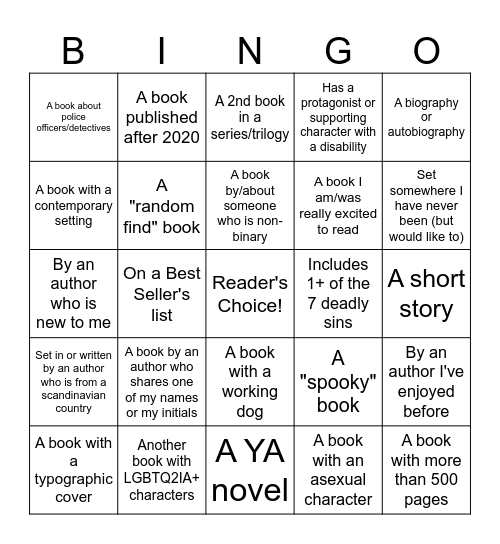 TBR BINGO Card