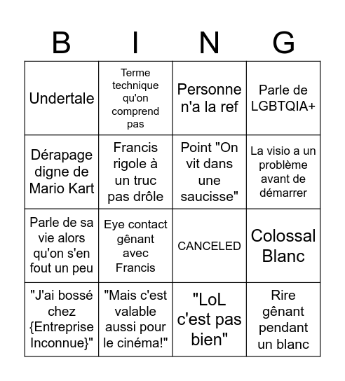 MasterclassGame Bingo Card