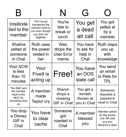 MCC Bingo Card