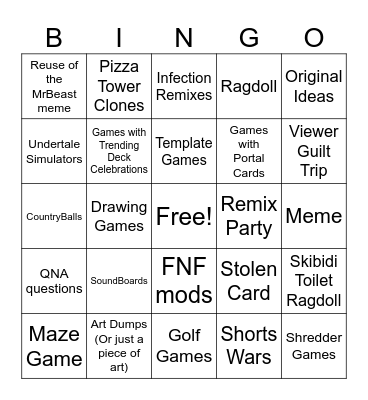 Castle Bingo Card