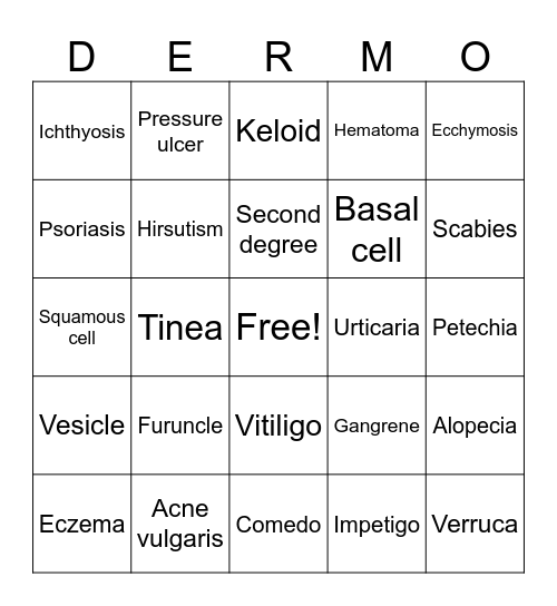 Integument Bingo Card