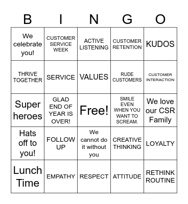 BERRY GLOBAL CUSTOMER SERVICE #2 Bingo Card