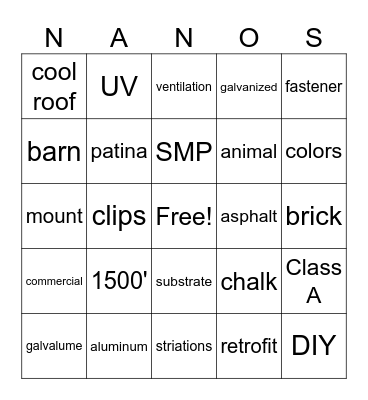 Sheffield Bingo Card