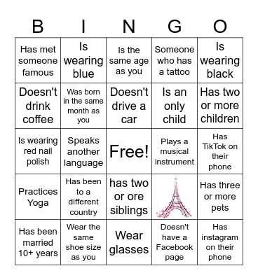 Shining Star Bingo Card