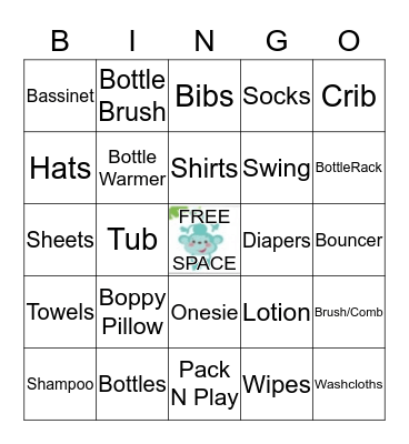 Baby Shower Bingo Card