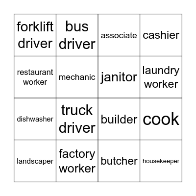 Jobs Bingo Card