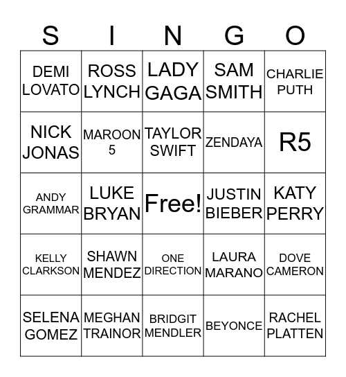 Liliana's Birthday BINGO Card