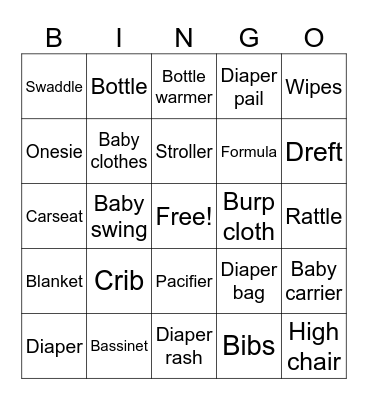 Yani and Fia's Baby Bingo Card