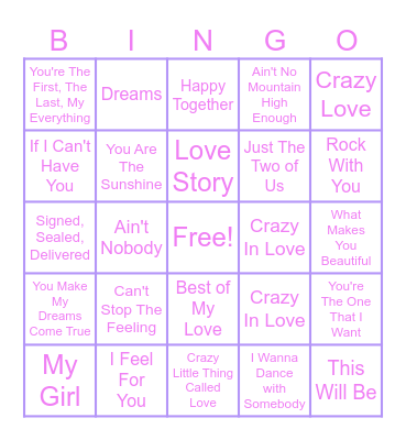 Bridal Shower Bingo Card