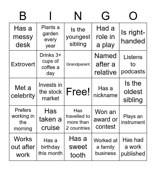 Division Bingo Card