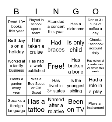 Division Bingo Card