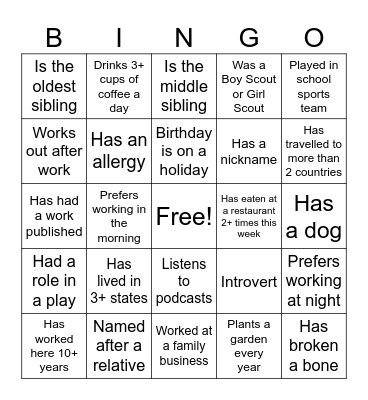 Division Bingo Card