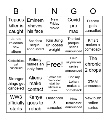 2023/2024 bingo Card