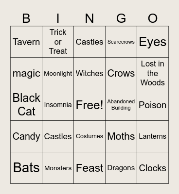 Spooktober Tavern Event Bingo Card