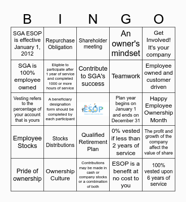 ESOP Bingo Card